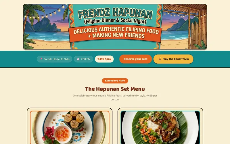The Frendz Hapunan website on a desktop screen