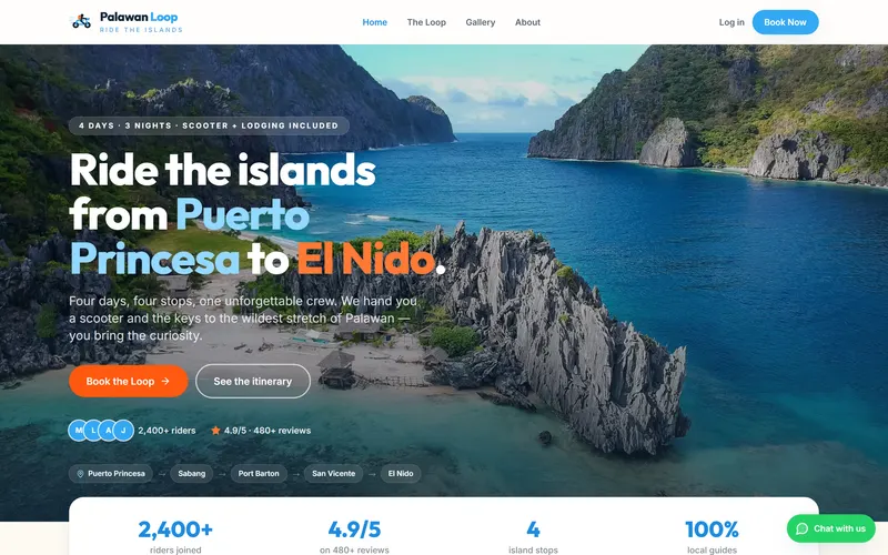 The Palawan Loop website on a desktop screen