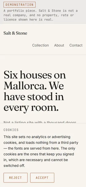 The same site on a phone