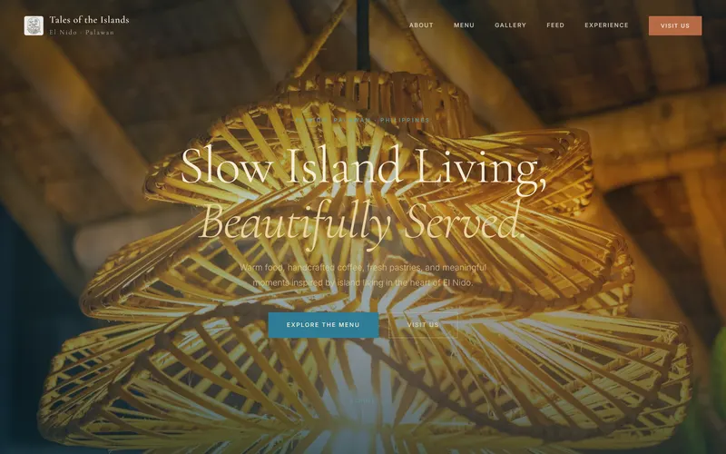 The Tales of the Islands website on a desktop screen