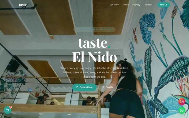 The taste. El Nido website on a desktop screen