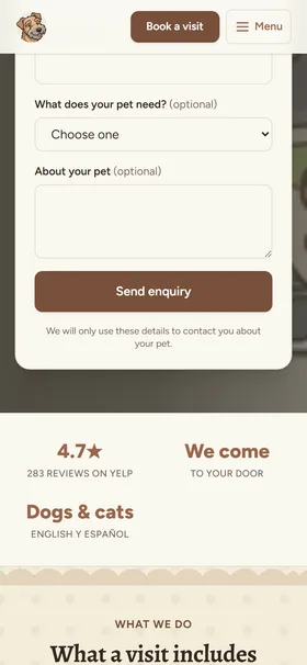 The same site on a phone
