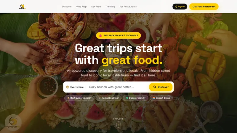 The YUMYUMPO website on a desktop screen